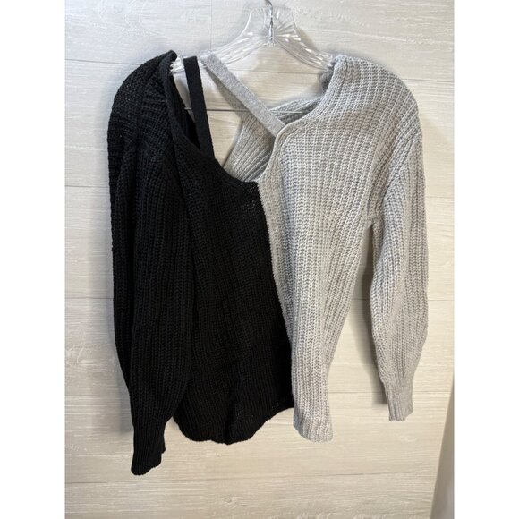 Lost + Famous Womens Color Block Sweater L‎ Knit Long Sleeve Black/Grey - Picture 6 of 6